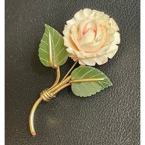 Vintage Gold Filled Flower Brooch Carved Floral Pin Signed CA CARL ART